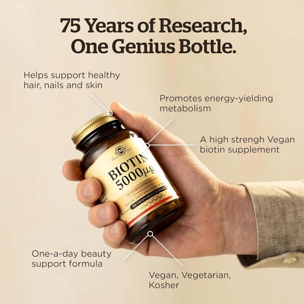 Solgar Biotin 5000 UG - 100 Vegetable Capsules