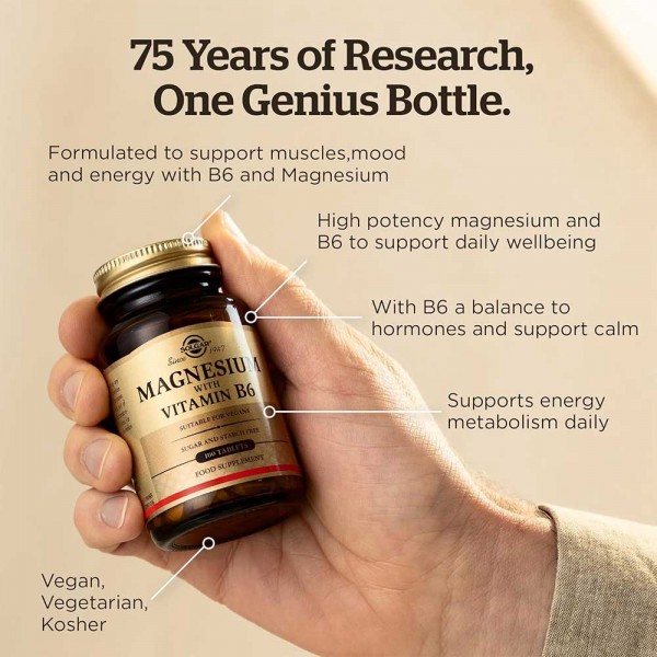 Solgar Magnesium + B6 - 100 Tablets