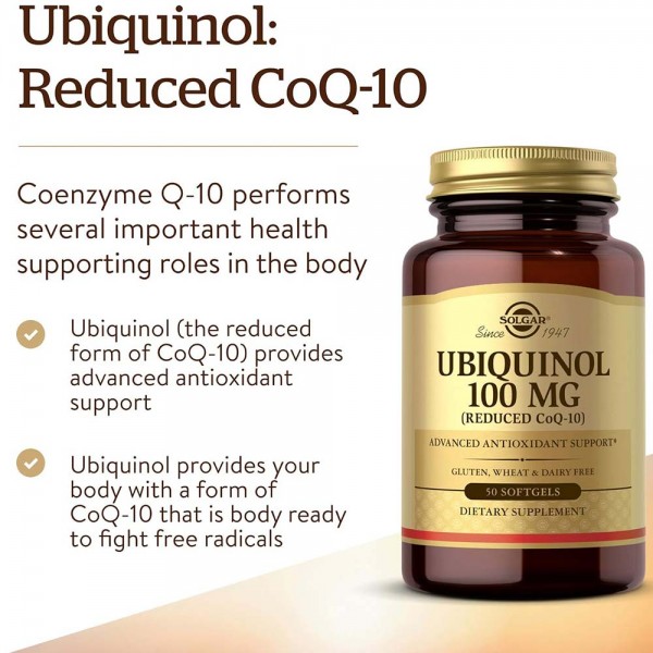 Solgar Ubiquinol 100mg CoQ10 Softgels - Pack of 50 