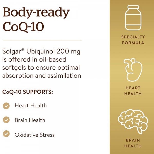 Solgar Ubiquinol 100mg CoQ10 Softgels - Pack of 50 