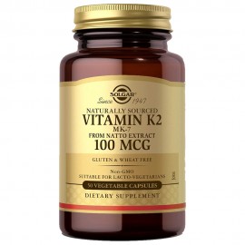 Solgar Natural Vitamin K2 (MK-7) 100 mcg 50 Vegetable Capsules