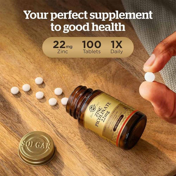Solgar Zinc Picolinate 22mg - 100 Tablets