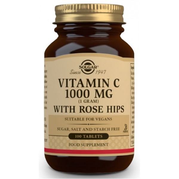 Solgar Vitamin C 1000mg with Rose Hips - 100 Tablets