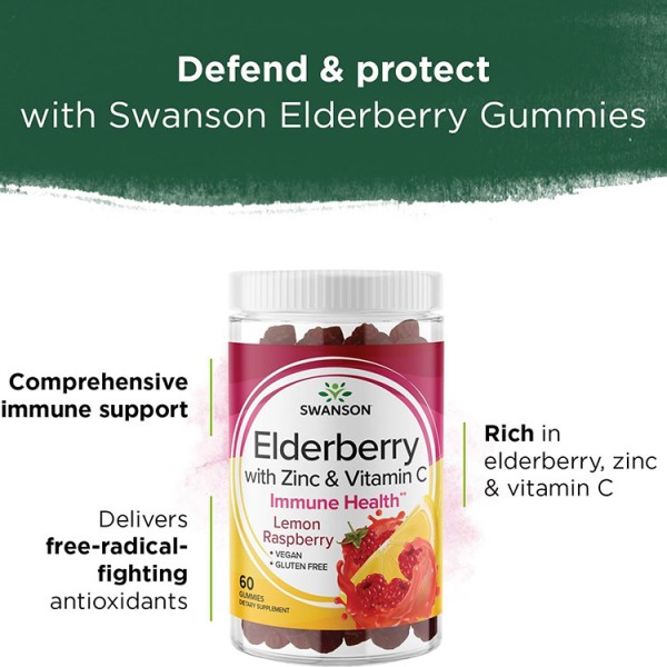 Swanson Elderberry with Zinc & Vitamin C - 60 Gummies