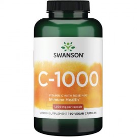 Swanson Vitamin C with Rose Hips Extract, 1000mg - 90 caps