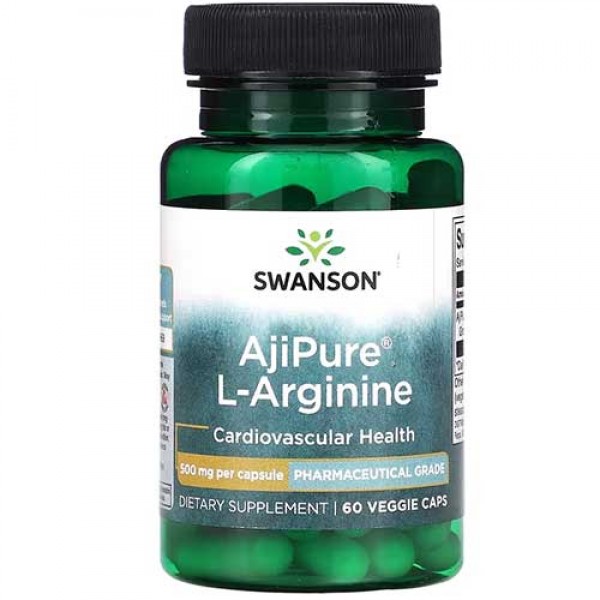 Swanson Ajipure L-Arginine 500mg - 60 Veggie Capsules