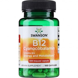 Swanson Vitamin B12 500mcg - 100 Capsules